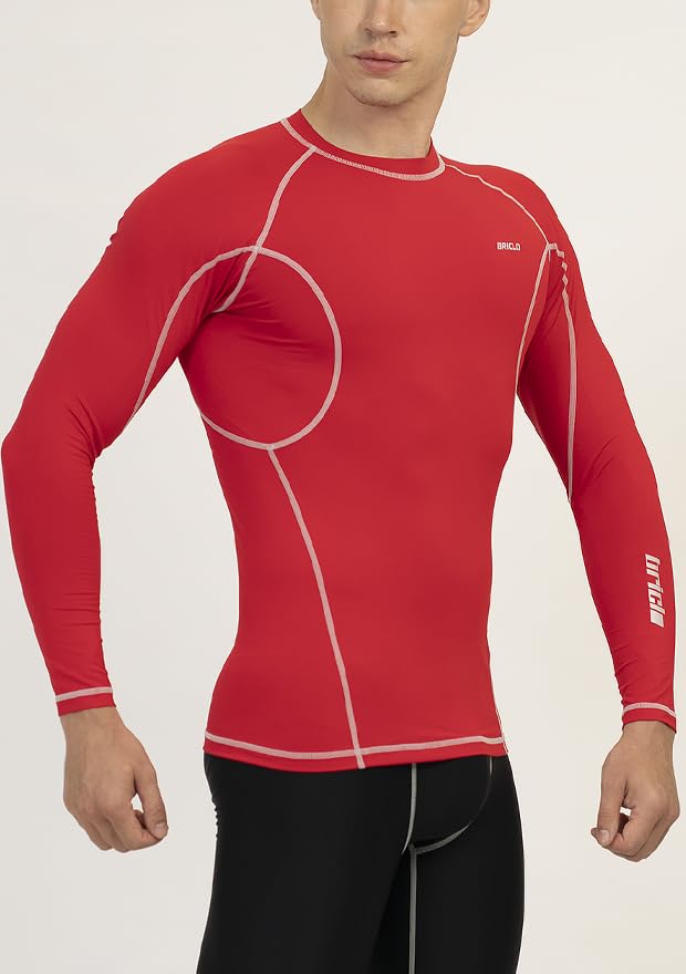 Briclo Long Sleeve Compression Shirt for Spring and Summer UV Power Stretch Compression Shirt for and Compression Sports Base Men's [Stretchable,