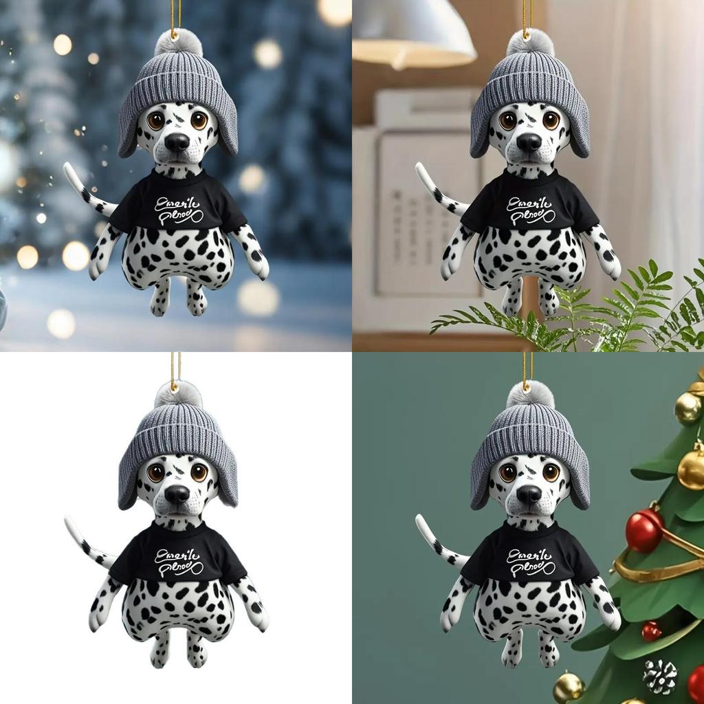 Car Rearview Mirror Decor Dalmatian Acrylic Cartoon Style Auto Accessories For Vehicles