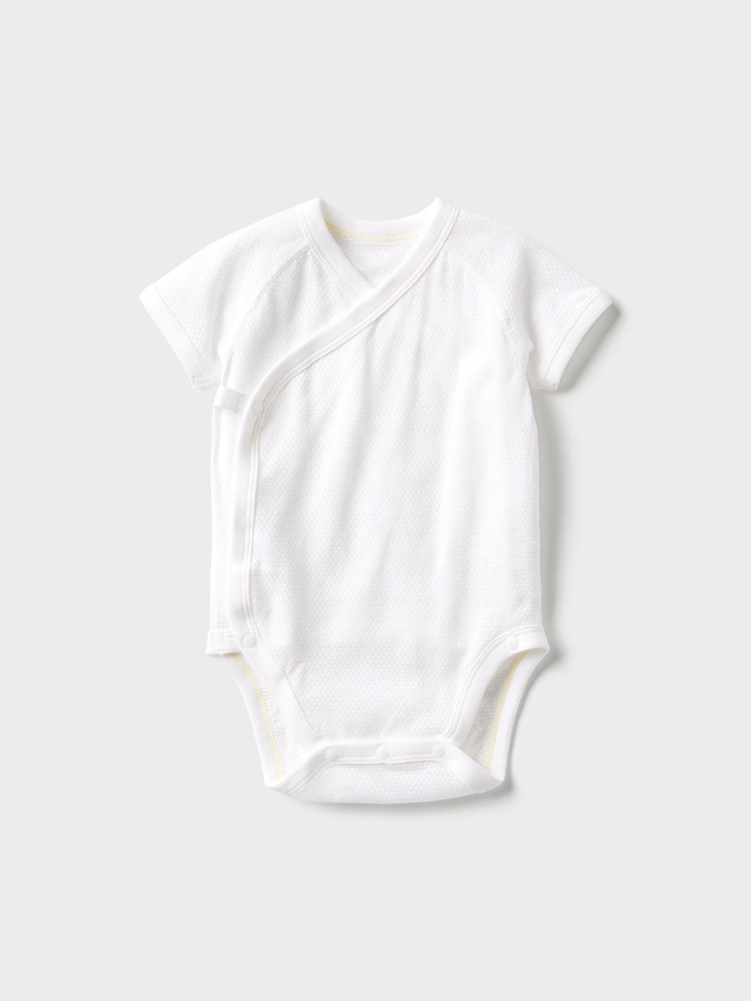 Uniqlo Япония Хлопковый сетчатый боди с передним открытием 00 WHITE/60