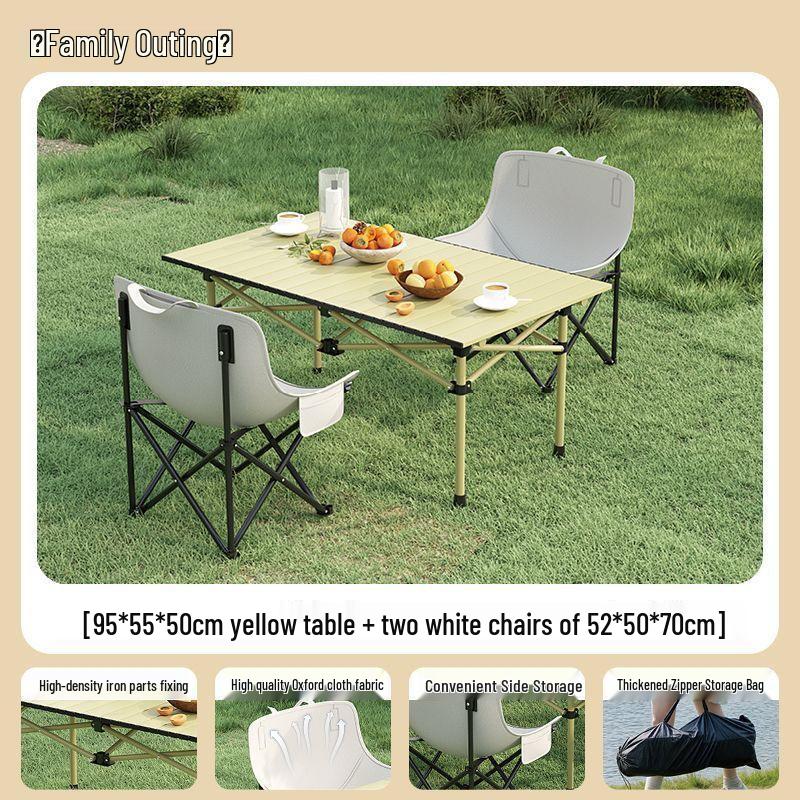 High-Back Portable Moon Chair and Folding Table Set for Camping and Picnic