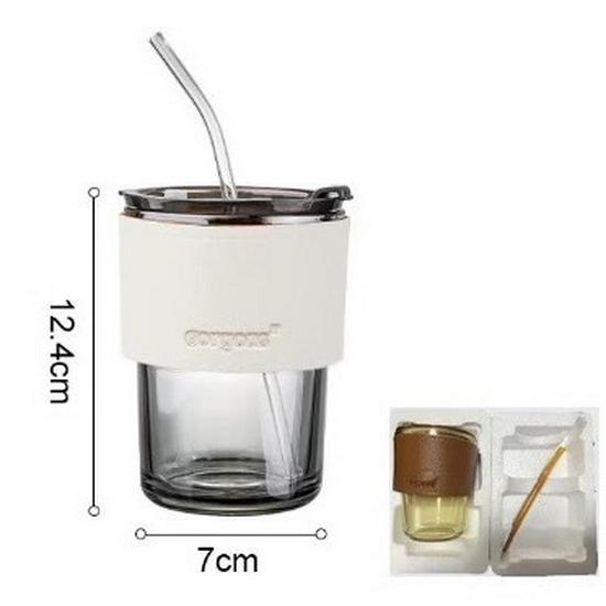 

Bamboo & Glass Straw Cup: Versatile Beverage Cup for Coffee, Juice, or Water 400ml