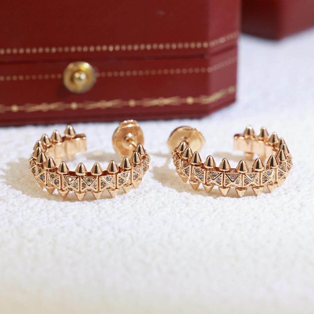 Rivets, Earrings Three Color V Material Original Logo Electroplating 18K Daily Outfit for Birthday Party Ear Studs