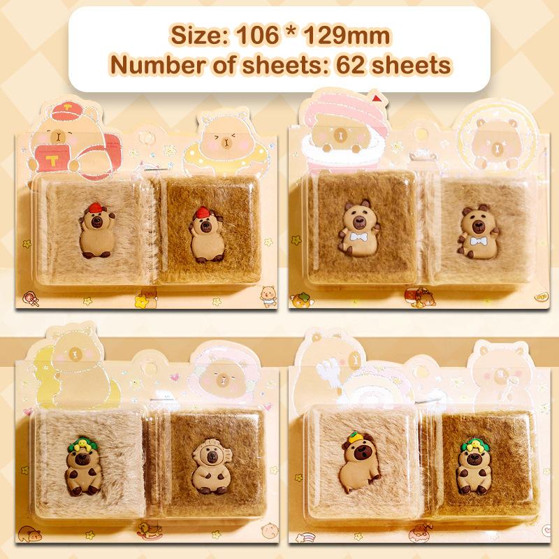 2 szt. Pluszowy zeszyt Kapibara Mini zeszyt do dzielenia Uroczy zeszyt z fasolkami Kieszonkowy zeszyt w parze Przenośny zeszyt do notatek Długopis