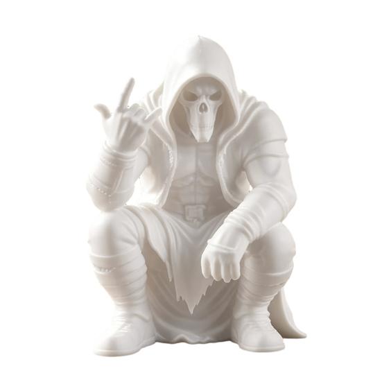 3D Printed Mini Hooded Dark Style Skull Figurine Desktop
