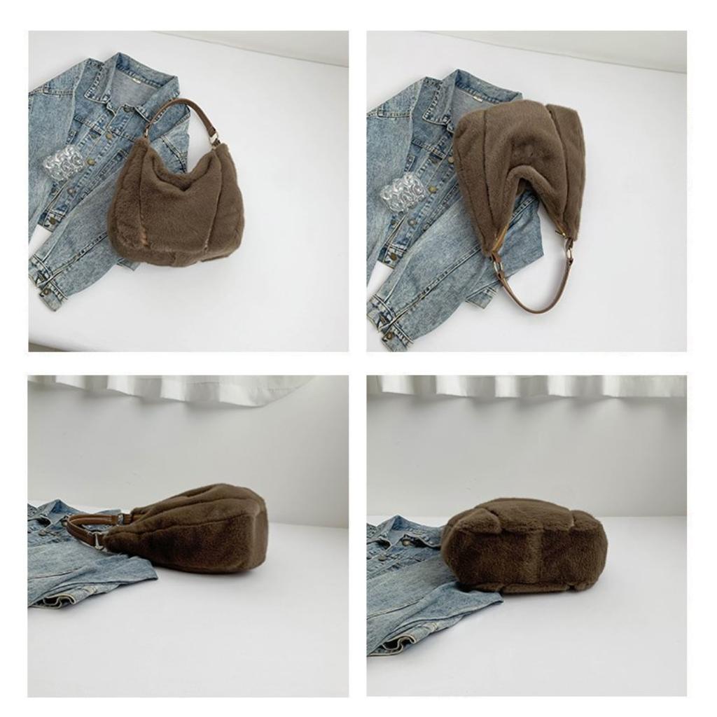 Tote Bag Women Plush Stitching Daily