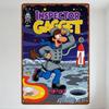 Vintage Inspector Gadget Metal Tin Sign, 80s Cartoon Sci-Fi Decor, Dynamic Pose with Gadget Arm & Space Background, Home Bar Man