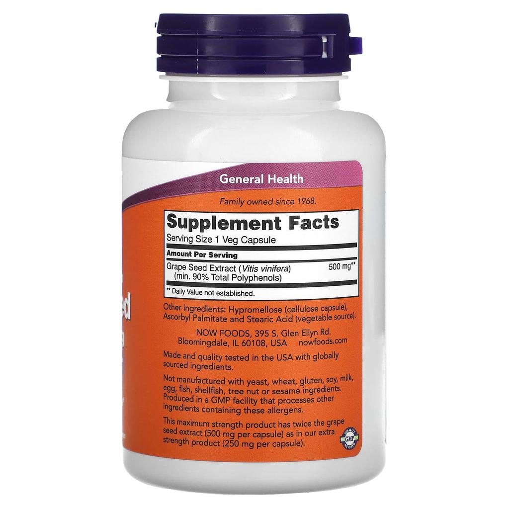 Maximum Strength Grape Seed Extract, 500Mg, 90 Veggie Caps