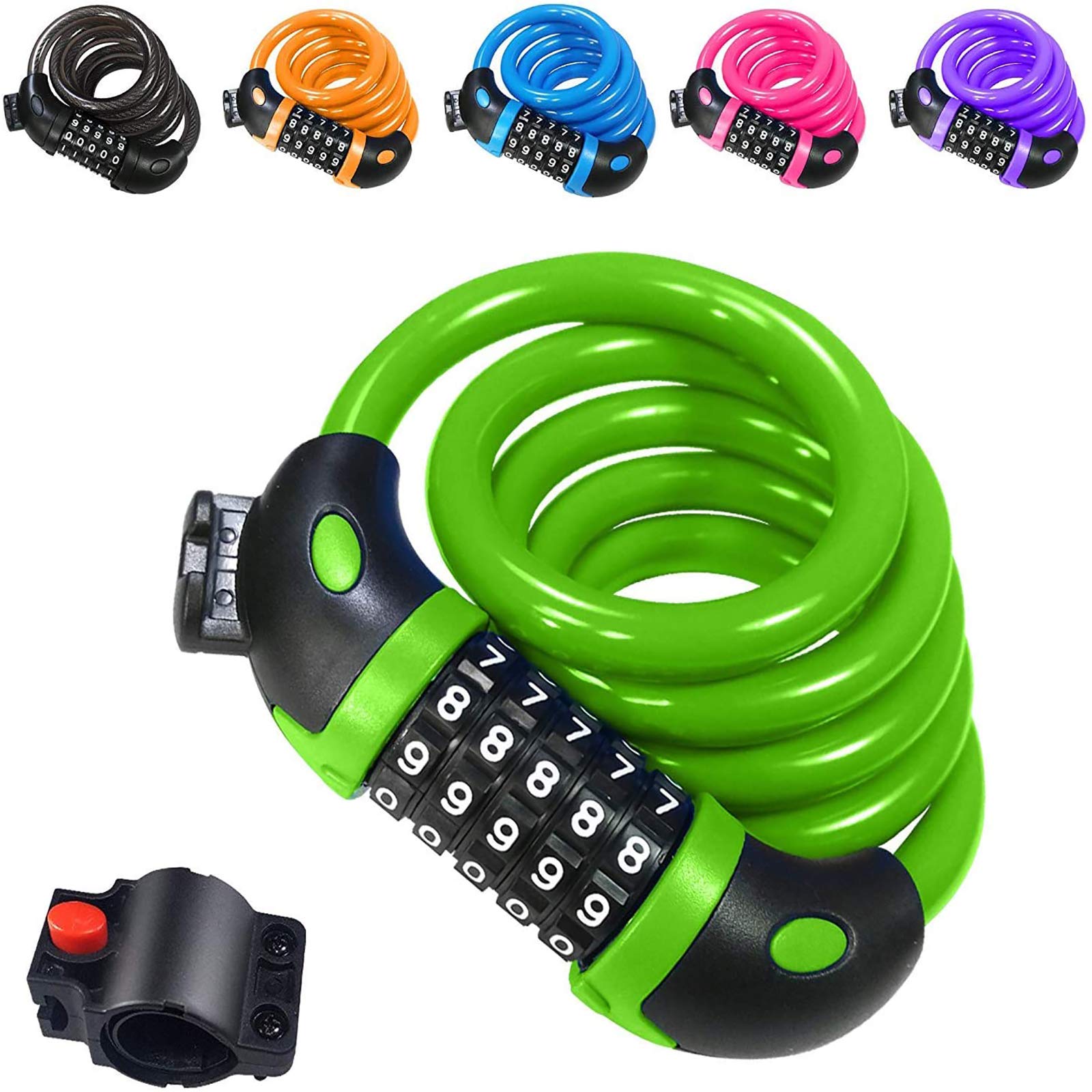 REHKITTZ Bicycle Key Wire Length 120cm Cross Bicycle Lock Combination зелёный