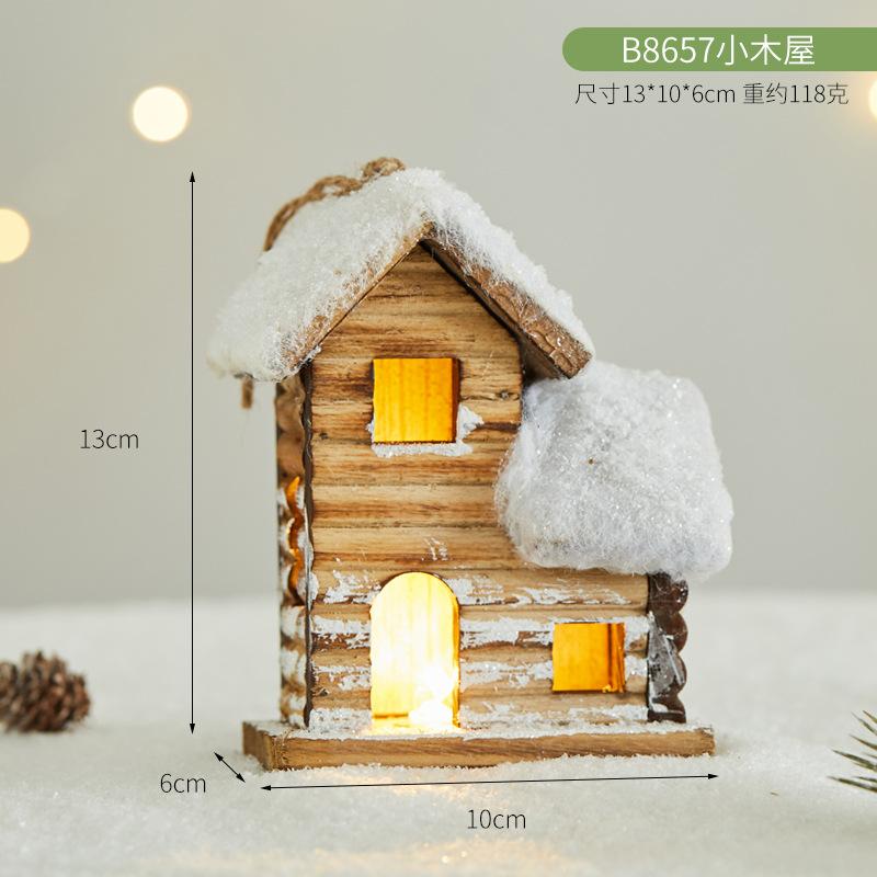 Christmas LED Light Wooden House Luminous Cabin Merry Christmas Decorations for Home DIY Xmas Tree Ornaments Kids Gifts New