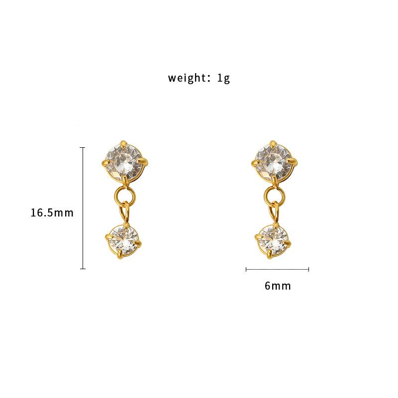 Wind Fashion Trend Women'S 18K Gold Stainless Steel Color Zircon Pendant Earrings Earrings Jewelry