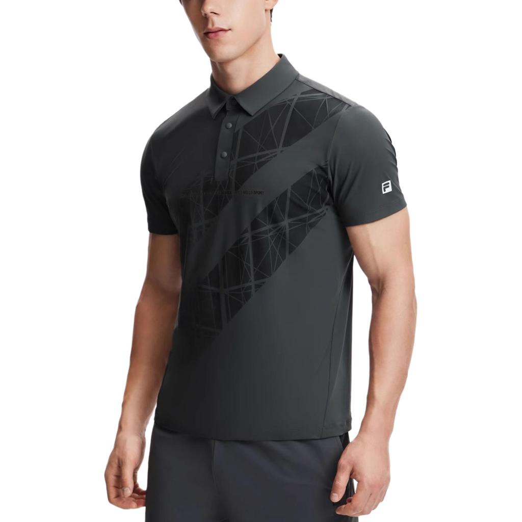 Fila Fitness Series Solid Color Simple Thin Letter Stripe Print Cool Breathable Comfortable Golf Fitness Tennis Short Sleeve Polo Shirt A11M421105F-DY