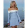 Off Shoulder Long Sleeves Slim Mini Dress Women's Sexy Elegant Outfit Prom Birthday Party Clubwear Dress