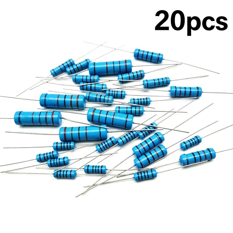 2W 1% Low Error Metal Film Resistor Assortment 20Pcs 1R-10M for PCB Design and Prototype Production