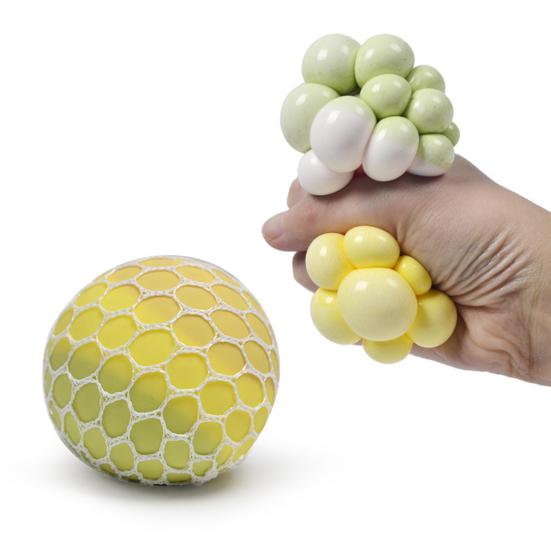 Mix Colored Grape Mesh Squeeze Ball Change Color Ball Stress Relief Sensory Toy Soft Hand Exercise Bouncy Ball for Anxiety Relief