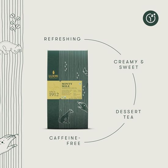 Luxmi Estates Minty Mile Chamomile Mint Green Tea 25 Tea Bags (50g) Pack | Certified Organic Green Tea | 50 Cups