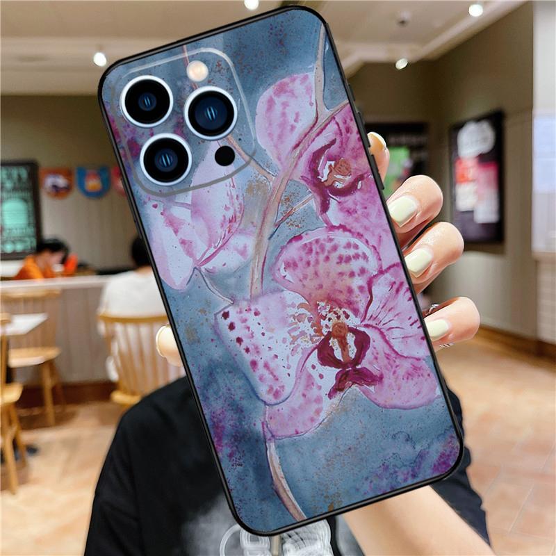 Orchid Flowers Colorful Case For iPhone 17 Pro Max 16 15 14 11 12 13 Mini Plus 16e 17 Air Bumper Cover Accessories