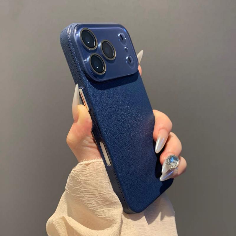 Fashion Lychee Leather Texture Silicone Case for iPhone 17 Air 16 15 14 Plus 13 12 Pro Max Glass Camera Lens Protect Matte Cover