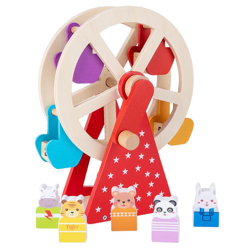 

Hand Animal Wooden Crank Ferris Wheel Puzzle Toy For Kids Development Learning