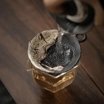 Vintage Style All Ceramic Integrated Tea Strainer Filter for Chinese Gongfu Tea Ceremony Home Use Handmade Tea Brewing Tool