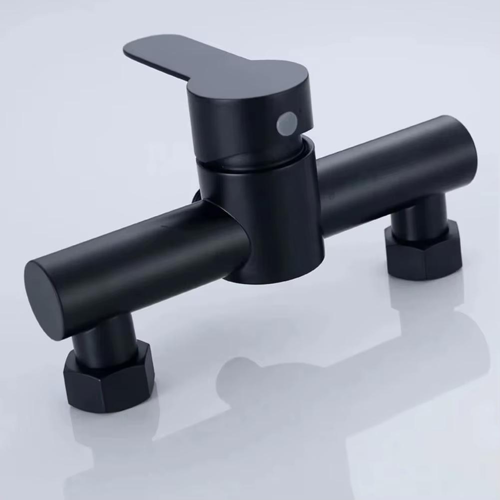 Black Stainless Steel Bathroom Shower Bathtub Faucet Wall Mounted Hot and Cold Water Mixing Valve Nozzle Bathroom Faucet