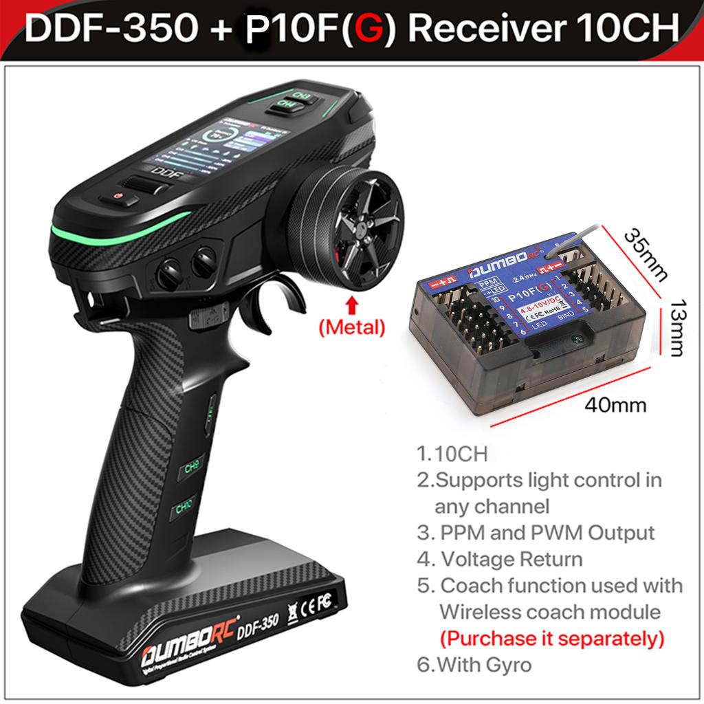 DUMBORC DDF-350 10CH Remote Controller 2.4G 10Channel Transmitter P6F P6DC Gyro Receiver for Drift Car Tank Boat Robot Toy Wltoy