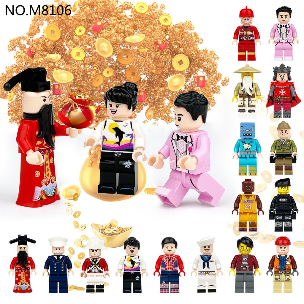 M8106 Stavebnice Miniaturní Policista Bůh Bohatství Voják Pirát Robot Hračka Sada