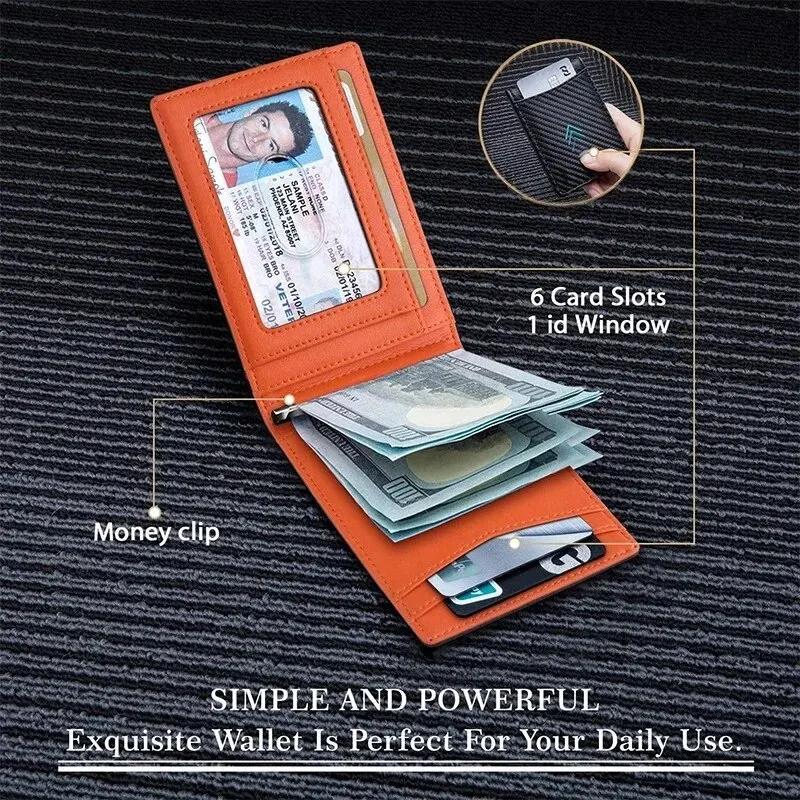 Minimalist Men's RFID Blocking Multi-functional Ultra-thin 12-card Wallet, Front Pocket Bi-fold Solid Color Portable Card Holder
