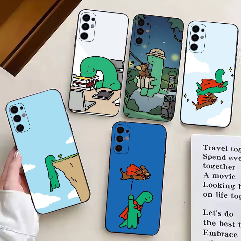 Cute J-Jogumans Dinosaur Phone Case Black Silicone Soft For Samsung S25,S24,S21,S22,S23,S30,Ultra,S20,Plus,Fe,Lite
