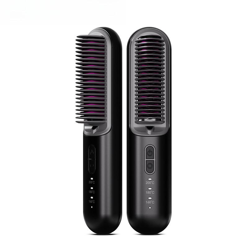 Negative Ion Hair Care Hair Curler USB Rechargeable Professional Hair Straightening Brush Wireless Hair Straightener Comb