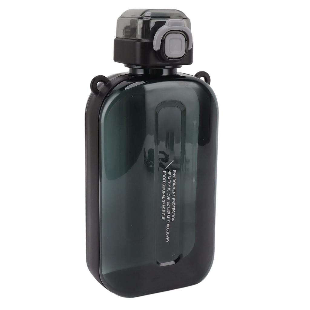 Flat Water Bottle 750ml Slim PC Silicone Leak Proof with Strap Flat Drinking Bottle for Sports