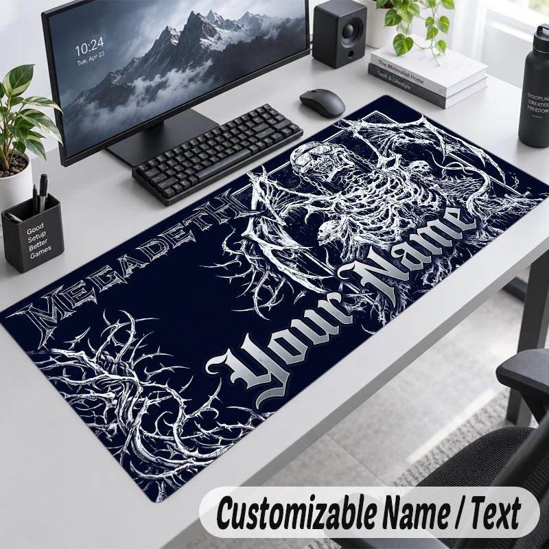 Megadeth Personalized Large Mouse Pad Custom Name Text Extended Desk Mat Gaming Mousepad