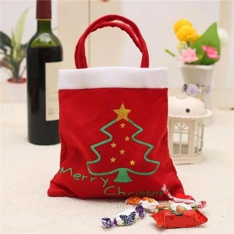 Candy Bag Creative Fuuny Red Merry Chrismas Candy Bags Pouch Mini Handbag Christmas Decoration For Home Party New Year Kids Gift