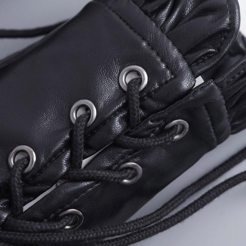 Premium PU Leather Gothic Cuffs With Adjustable Lace Up Design For Music Festivals And Costume Parties