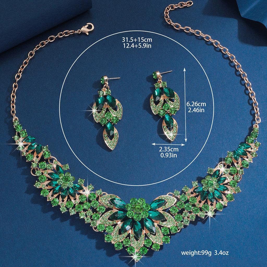 Ladies' Fashion Design Crown Necklace Earrings Jewelry Set Suitable for Wedding, Party, Festival Gifts