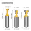 3pcs T-Track Slotting & T-Slot Keyhole Cutter Wood Router Bit Steel Handle 3/8'' & 1/2'' Length Cutter For Wood - 6mm/6.35mm/8mm/12mm/12.7mm Shank