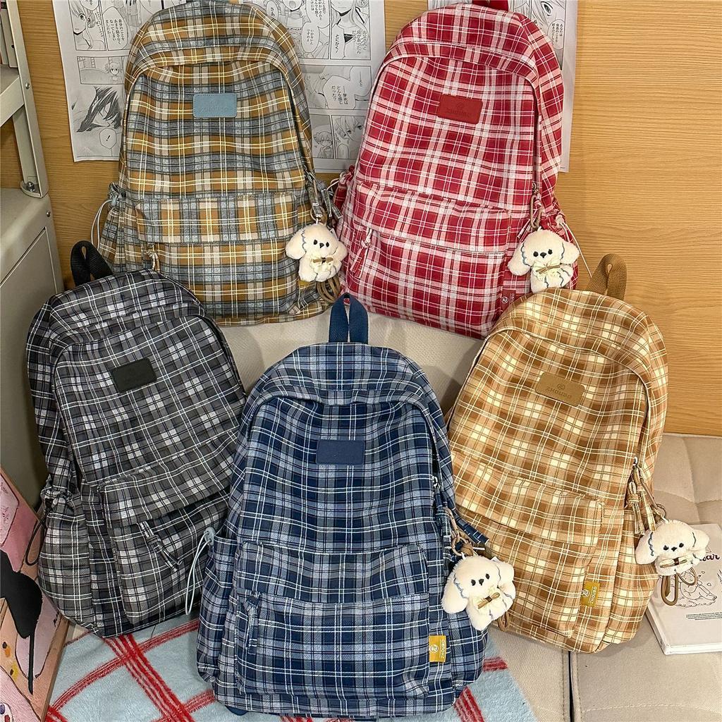 Schultasche Britischer Retro-Karopack Rucksack Mädchen Mittelschülerin Schultasche Große Kapazität Ins High School College Student Vielseitiger Rucksack