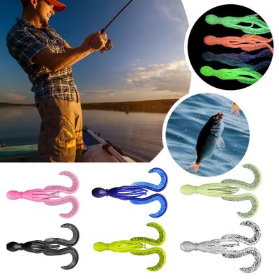 10 Stück 11CM/4,2G Leuchtende Weiche Oktopusköder Bunte TPE Leuchtet im Dunkeln Realistische Bionische Künstliche Tintenfischköder Salzwasser Süßwasser Trolling