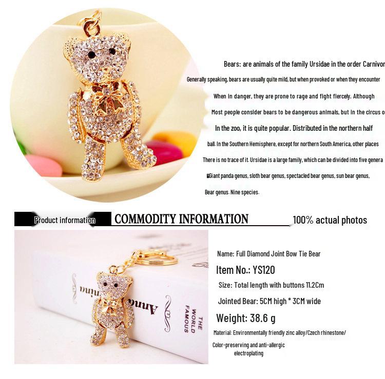Coolxi Jewelry Little Bear Cartoon Keychain Women's Bag Accessory, Metal Pendant Keyring