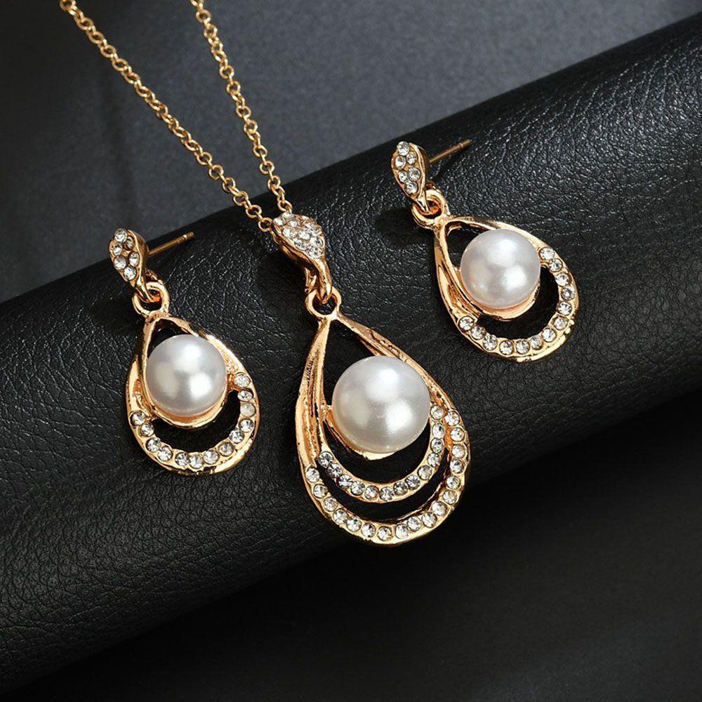 Handmade Luxury Pearls Classics Water Drop Jewelry Set Fashion Accessories Stud Earrings Jewelry