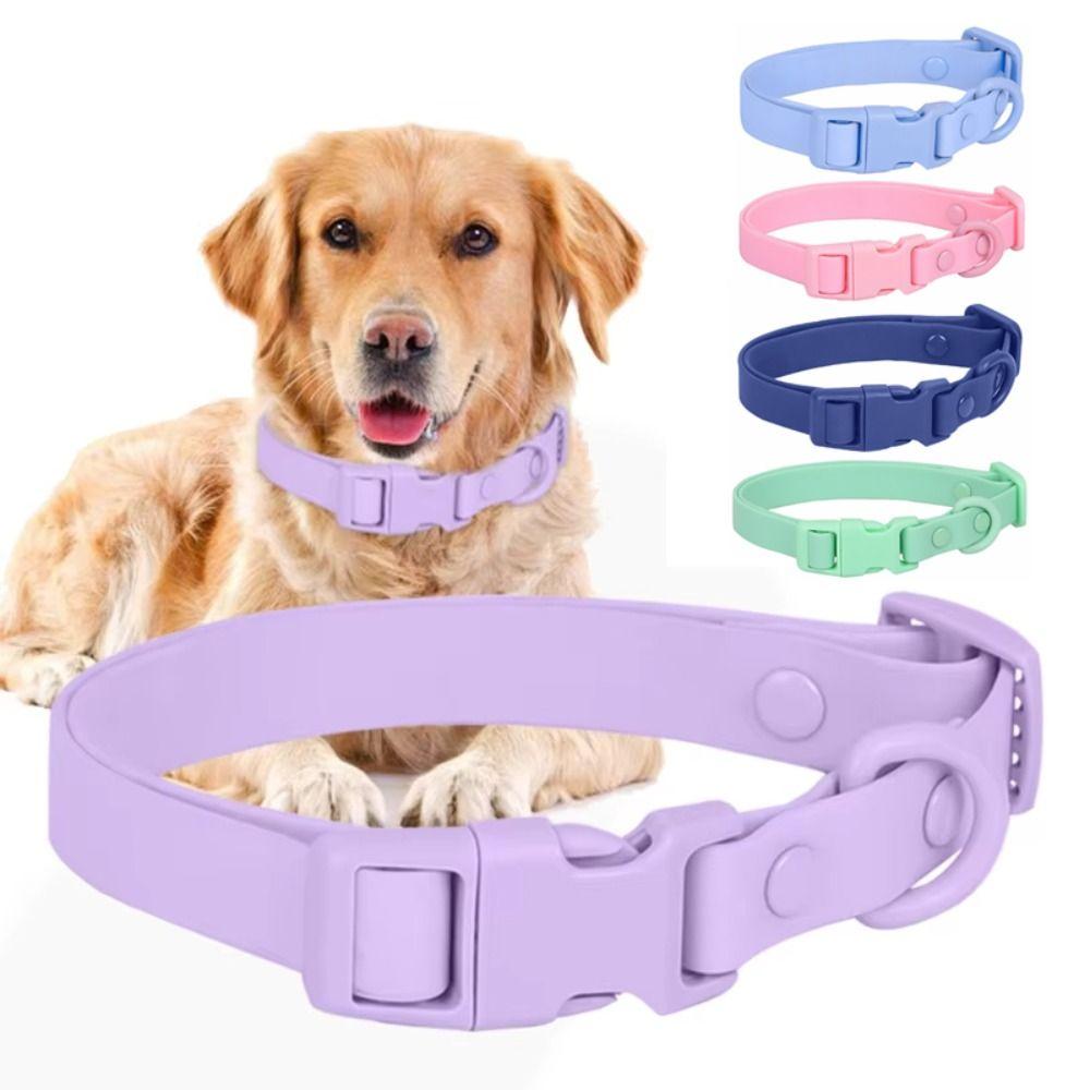 

Macaron Color Adjustable Pet Collar Waterproof Cat Puppy Necklace Lightweight Dog Collar Cat Purple-S