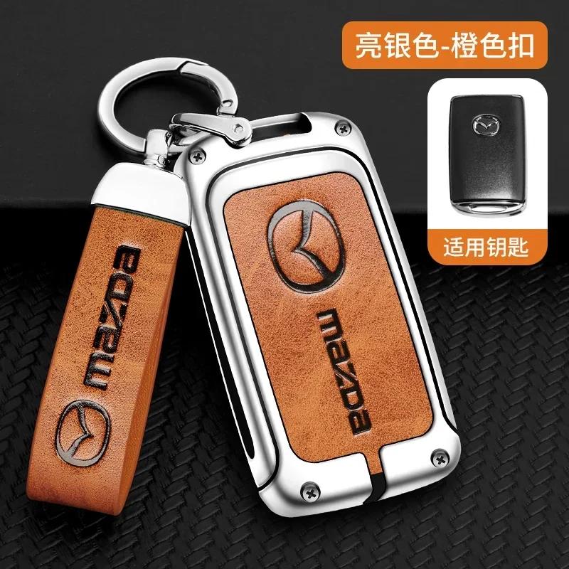 2025 Hot Metal&Leather Car Key Case Cover Protection For Mazda 3 Alexa BP CX3 CX4 CX5 CX-5 CX8 CX-9 CX-30 CX30 CX50 2020 2022 Ac