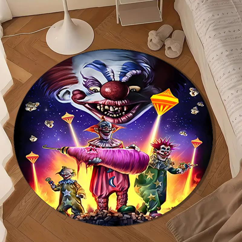 Clown Horror Round Rug for Livingroom,Bedroom, Palyroom, Chair Rug, Area Rug, Circle Carpet, Large Size Fan Christmas Gift