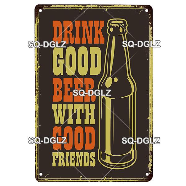 SQDGLZ Vintage Beer Tin Sign  Retro Metal Poster for Bar Wine Cocktail Kitchen Wall Decor  Classic Metal Plaque  Wall Sticker