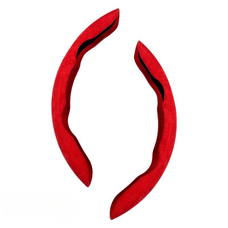 

Универсальная оплетка на руль 38 см 15 дюймов из замши, чехол-бустер на руль для автомобиля, противоскользящий протектор, аксессуары красный