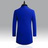Men Fall Winter Trench Coat Thick Long Sleeve Turn-down Collar Slim Fit Windproof Solid Color Single-breasted Mid Length Buttons Men Formal Jacket