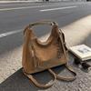 1Pc 2026 New Fashionable Versatile Retro Foreign Style Underarm Bag Solid Color Texture Shoulder Messenger Bag