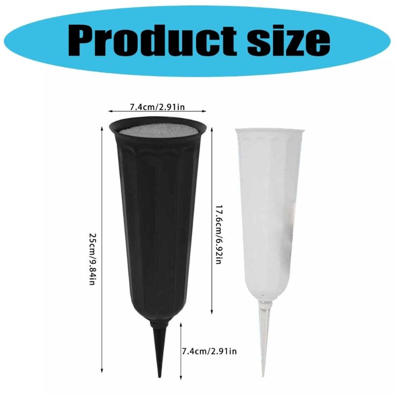 6Pieces Cemetery Vases with Spikes and Foam Inserts for Grave Site Floral Arrangements for Artificial or Freshing Flower
