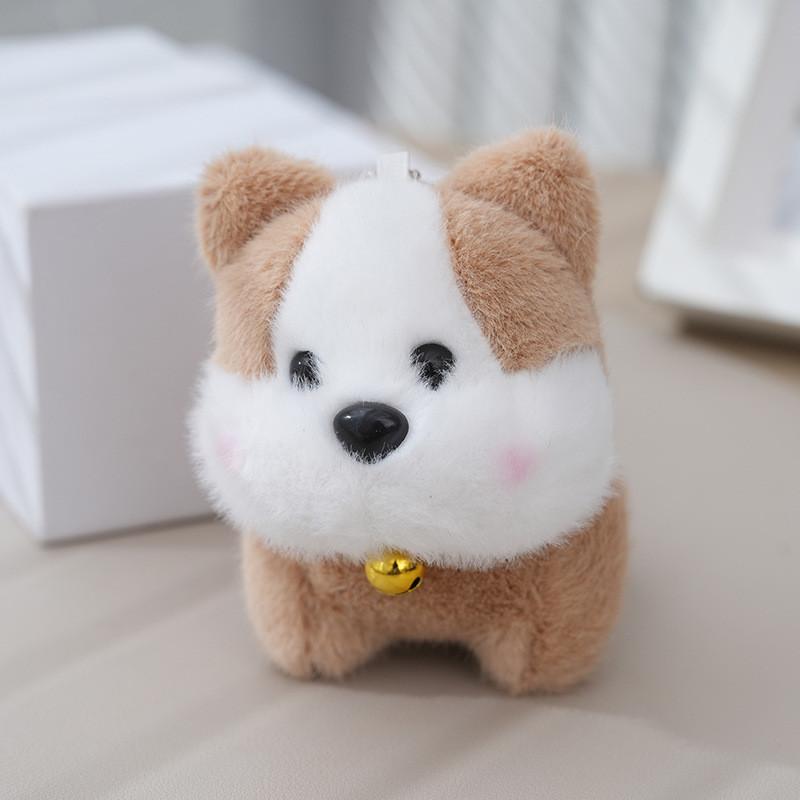 Adorable Plush Dog Keychain Pendant Soft Stuffed Toy Cute Blue And Brown Designs