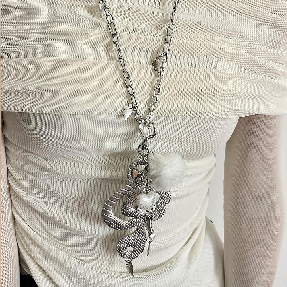 Harajuku Musical Notes Necklace Y2K Furball Wing Chain Choker Heart Pendant Necklace  Subculture