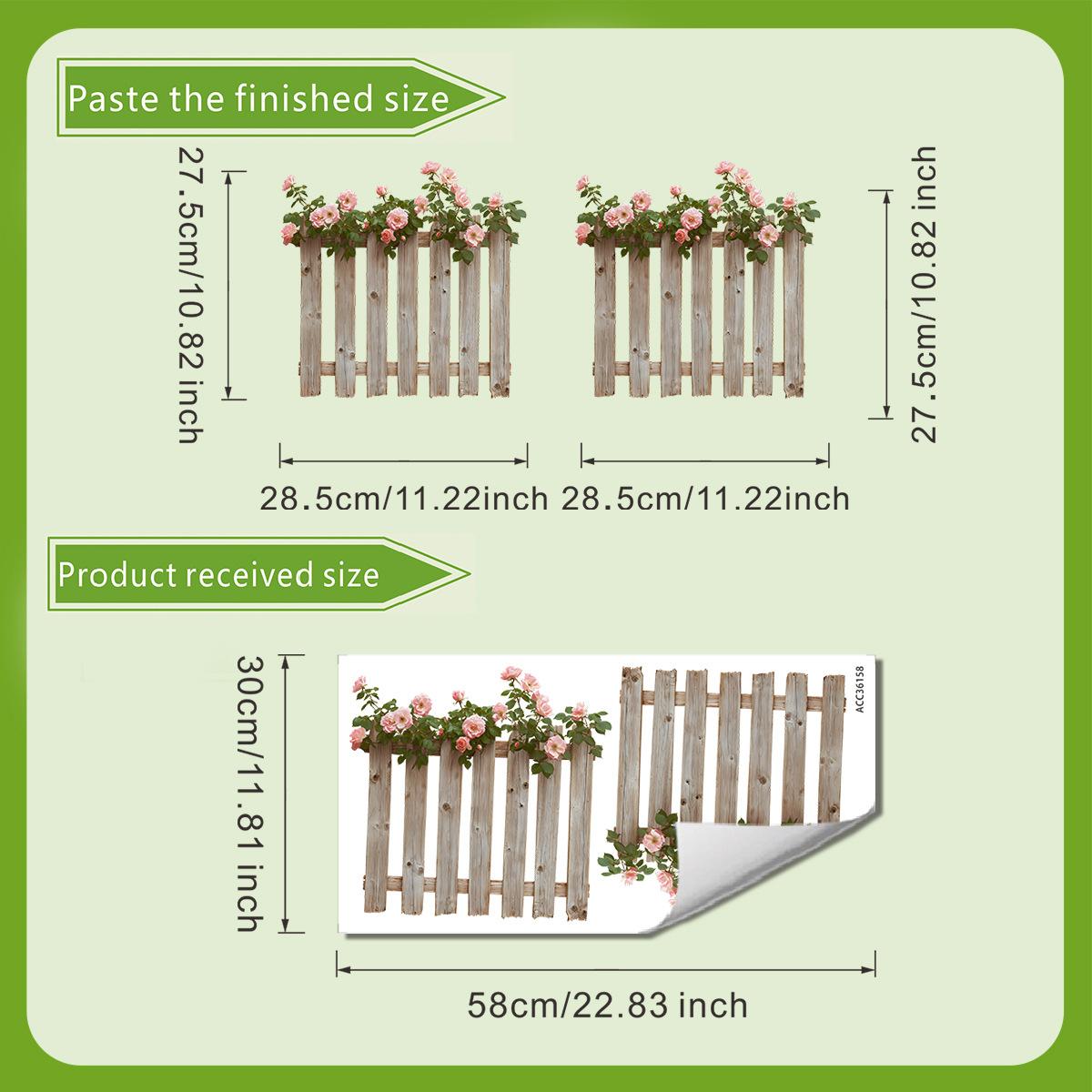 

Fully Transparent Pink Flower Fence, Fully Transparent Double-sided Visible Glass with Home Decoration Stickers 30*60cm